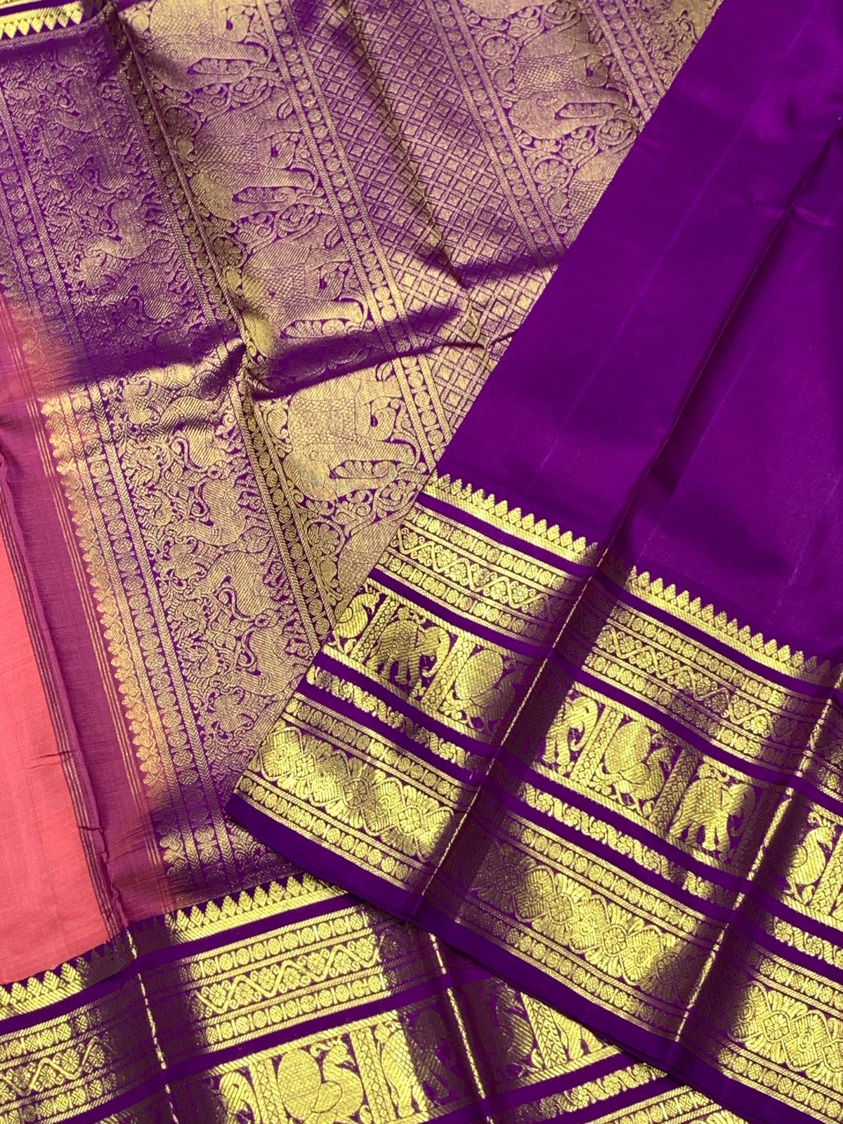 Classic Rose & Vadamalli 2gm Zari Bridal Elegance Kanchipuram Handloom Silk Saree SS25276
