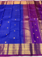 Load image into Gallery viewer, Classic Royal Blue &amp; Purple 2gm Zari Elegance Kanchipuram Handloom Silk Saree SS28597
