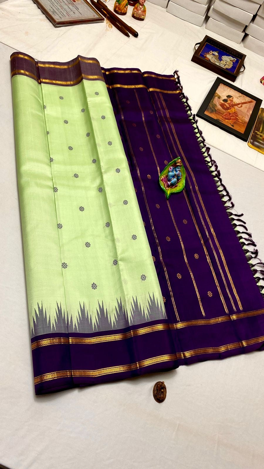 Classic Light Green & Vadamalli Kanchipuram Handloom Silk Saree SS26259