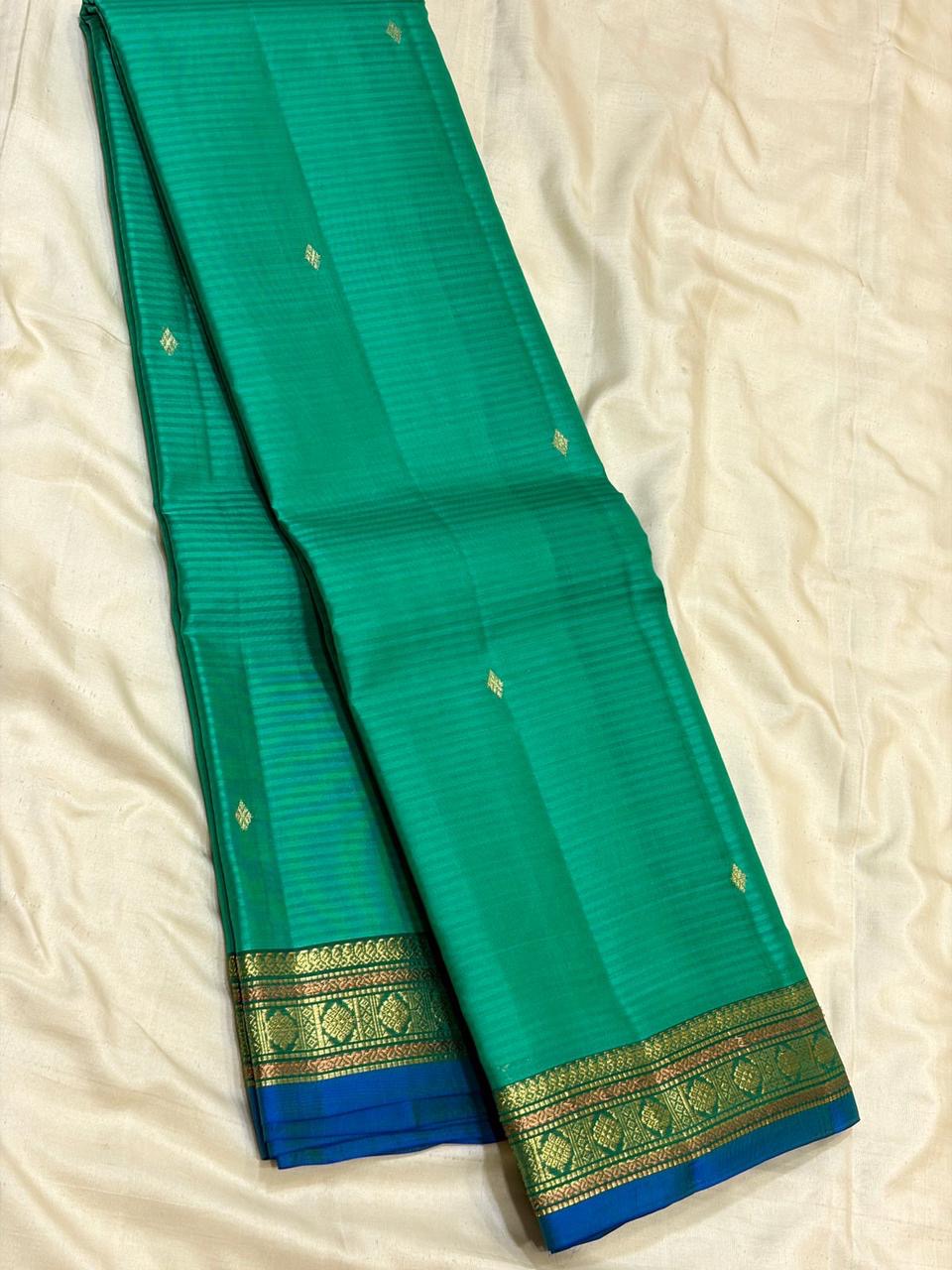 Classic Sea Green Traditional Butta Kanchipuram Handloom Silk Saree SS26593