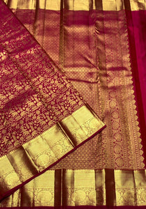 Classic Glow Pink 2gm Zari Bridal Elegance Kanchipuram Handloom Silk Saree SS25432