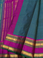 Load image into Gallery viewer, Classic Teal Green &amp; Deep Pink 2gm Zari Pearl strips Elegance Kanchipuram Handloom Silk Saree SS28566
