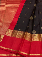 Load image into Gallery viewer, Classic Shadow Black &amp; Brick Red 1gm Zari Elegance Kanchipuram Handloom Silk Saree SS27969
