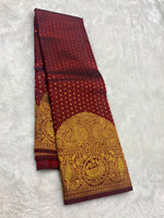 Load image into Gallery viewer, Classic Chilli Red Maroon 2gm Zari Elegance Kanchipuram Handloom Silk Saree SS27999
