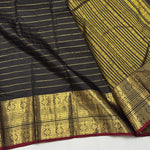 Load image into Gallery viewer, Classic Charcoal Black 2gm Vintage Zari Elegance Kanchipuram Handloom Silk Saree SS26915
