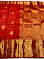 Load image into Gallery viewer, Classic Orange Elegance Kanchipuram Handloom Silk Saree SS25433
