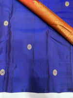 Load image into Gallery viewer, Classic Bluish Brown &amp; Rustic Orange 1gm Zari Elegance Kanchipuram Handloom Silk Saree SS28595
