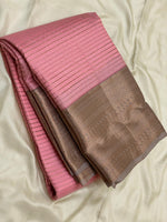 Load image into Gallery viewer, Classic Nude Pink &amp; Mud Grey 1gm Zari Elegance Kanchipuram Handloom Silk Saree SS27965
