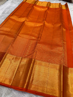 Load image into Gallery viewer, Classic Burnt Orange Bridal Elegance Kanchipuram Handloom Silk Saree SS27819
