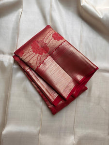 Classic Crimson Red Bridal Elegance Kanchipuram Handloom Silk Saree SS25910