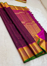Load image into Gallery viewer, Classic Plum 2gm Zari Kanchipuram Handloom Silk Saree SS26361
