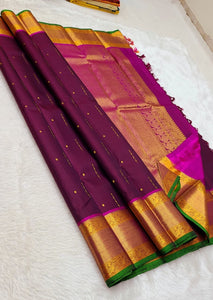 Classic Plum 2gm Zari Kanchipuram Handloom Silk Saree SS26361