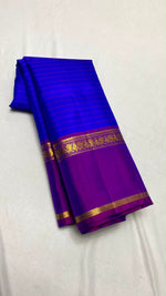 Load image into Gallery viewer, Classic Robin Blue &amp; Vadamalli Purple 1gm Zari Elegance Kanchipuram Handloom Silk Saree SS27971
