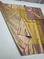 Load image into Gallery viewer, Classic Antique Lavender 1point5gm Zari Bridal Elegance Kanchipuram Handloom Silk Saree SS23786
