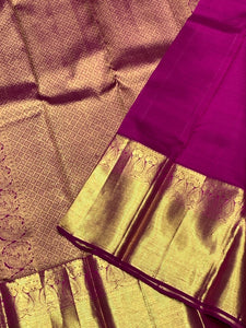 Classic Magenta Purple 2gm Zari Bridal Elegance Kanchipuram Handloom Silk Saree SS25367