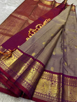 Load image into Gallery viewer, Classic Mauve &amp; Berry Pink Elegance Kanchipuram Handloom Silk Saree SS23672
