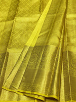 Load image into Gallery viewer, Classic Lime Yellow 3gm Zari Bridal Elegance Kanchipuram Handloom Silk Saree SS24710
