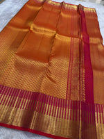 Load image into Gallery viewer, Classic Apricot Orange 2gm Zari Korvai Bridal Elegance Kanchipuram Handloom Silk Saree SS28295
