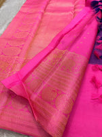 Load image into Gallery viewer, Classic Royal Blue &amp; Hot Pink Bridal Elegance Kanchipuram Handloom Silk Saree SS26096
