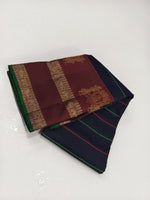 Load image into Gallery viewer, Classic Navy Blue &amp; Brown 1gm Zari Kanchipuram Handloom Silk Saree SS25913
