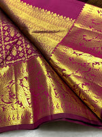 Load image into Gallery viewer, Classic Wine Red 2gm Zari Bridal Elegance Kanchipuram Handloom Silk Saree SS24105
