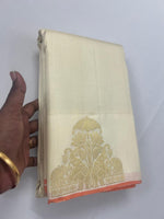 Load image into Gallery viewer, Classic Butter Cream 2gm Zari Elegance Kanchipuram Handloom Silk Saree SS27347
