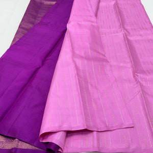 Classic Creamy Pink & Plum Elegance Handloom Silk Saree SS23583