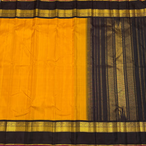 Classic Mango Yellow & Black 2gm Zari Double Side Korvai Kanchipuram Handloom Silk Saree SS25934