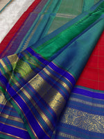 Load image into Gallery viewer, Classic Chilli Red &amp; Peacock Green Elegance Kanchipuram Handloom Silk Saree SS27210
