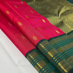 Load image into Gallery viewer, Classic Cherry Red &amp; Bottle Green 2gm Zari Bridal Elegance Kanchipuram Handloom Silk Saree SS28205
