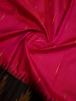 Load image into Gallery viewer, Classic Ruby Pink &amp; Charcoal Black Temple Border 2gm Zari Korvai Elegance Kanchipuram Handloom Silk Saree SS27409
