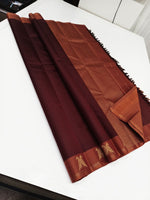 Load image into Gallery viewer, Classic Coffee Brown &amp; Mustard 2gm Zari Kanchipuram Handloom Silk Saree SS26229
