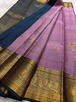 Load image into Gallery viewer, Classic Onion Pink &amp; Teal Blue Elegance Kanchipuram Handloom Silk Saree SS27214
