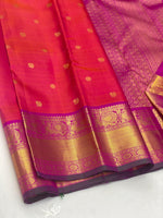 Load image into Gallery viewer, Classic Orange Pink &amp; Vadamalli 2gm Zari Kanchipuram Handloom Silk Saree SS25971
