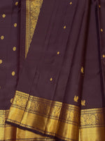 Load image into Gallery viewer, Classic Dark Coffee Brown 2gm Zari Vintage Elegance Kanchipuram Handloom Silk Saree SS27659
