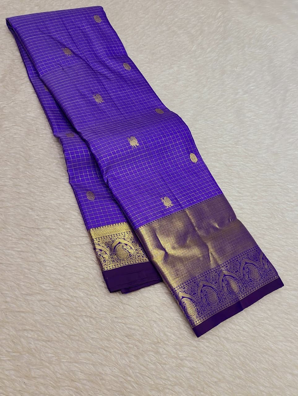 Classic Cornflower Blue 2gm Zari Kanchipuram Handloom Silk Saree SS26369