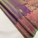 Load image into Gallery viewer, Classic Dual Lavender &amp; Kelly Green 1gm Zari Elegance Kanchipuram Silk Saree SS23834
