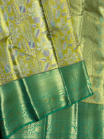 Load image into Gallery viewer, Classic Pastel Pista Green &amp; Sea Green 2gm Zari Tissue Brocade Bridal Elegance Kanchipuram Handloom Silk Saree SS27094
