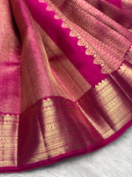 Load image into Gallery viewer, Classic Deep Pink 2gm Zari Bridal Elegance Kanchipuram Handloom Silk Saree SS28260
