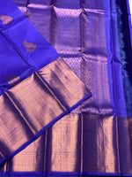 Load image into Gallery viewer, Classic Blue 2gm Zari Elegance Kanchipuram Handloom Silk Saree SS24394
