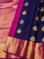 Load image into Gallery viewer, Classic Navy Blue &amp; Deep Pink 1gm Zari Elegance Kanchipuram Handloom Silk Saree SS28073
