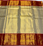 Load image into Gallery viewer, Classic Golden Cream &amp; Red 2gm Zari Bridal Elegance Kanchipuram Handloom Silk Saree SS25281

