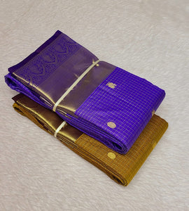 Classic Cornflower Blue 2gm Zari Kanchipuram Handloom Silk Saree SS26369