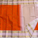 Load image into Gallery viewer, Classic Orange &amp; Baby Pink 1gm Thread Butta  Elegance Kanchipuram Handloom Silk Saree SS27350
