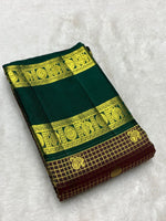 Load image into Gallery viewer, Classic Coffee Brown &amp; Pine Green 2gm Zari Bridal Elegance Kanchipuram Handloom Silk Saree SS27885
