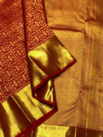 Load image into Gallery viewer, Classic Vermillion Red 2gm Zari Bridal Elegance Kanchipuram Handloom Silk Saree SS22875
