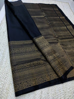 Load image into Gallery viewer, Classic Pale Black Elegance Handloom Silk Saree SS23239
