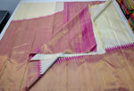 Load image into Gallery viewer, Classic Cream &amp; Onion Pink Rising Border Kanchipuram Handloom Silk Saree SS25729
