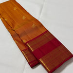 Load image into Gallery viewer, Classic Mango Yellow &amp; Crimson Red 2gm Zari Elegance Kanchipuram Handloom Silk Saree SS28232
