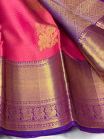 Load image into Gallery viewer, Classic Rose &amp; Purple 2gm Zari Bridal Elegance Kanchipuram Handloom Silk Saree SS23760
